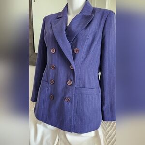Women's Blue Double-Breasted Blazer